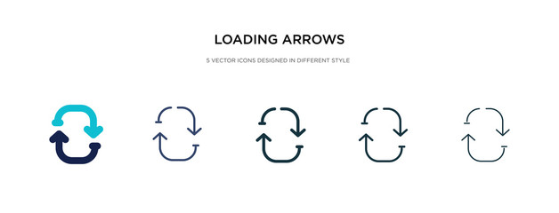 loading arrows icon in different style vector illustration. two colored and black loading arrows vector icons designed in filled, outline, line and stroke style can be used for web, mobile, ui