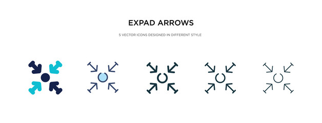 expad arrows icon in different style vector illustration. two colored and black expad arrows vector icons designed in filled, outline, line and stroke style can be used for web, mobile, ui