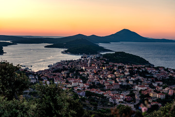 scenic panoramic view of the croatian losinj islands in the kvarner gulf at sunset