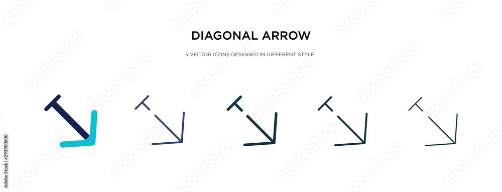 Poster diagonal arrow icon in different style vector illustration. two colored and black diagonal arrow vec