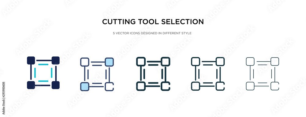Poster cutting tool selection icon in different style vector illustration. two colored and black cutting to