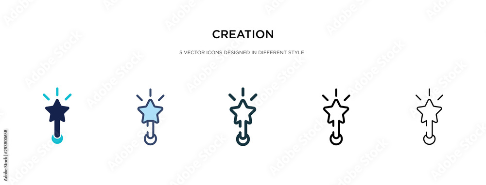 Poster creation icon in different style vector illustration. two colored and black creation vector icons de