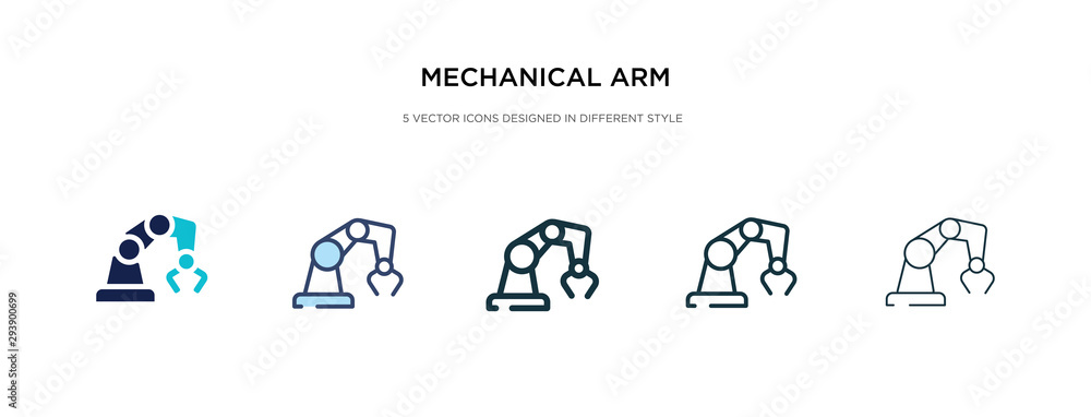 Poster mechanical arm icon in different style vector illustration. two colored and black mechanical arm vec