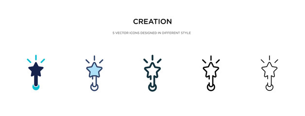 creation icon in different style vector illustration. two colored and black creation vector icons designed in filled, outline, line and stroke style can be used for web, mobile, ui
