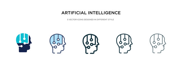 artificial intelligence icon in different style vector illustration. two colored and black artificial intelligence vector icons designed in filled, outline, line and stroke style can be used for