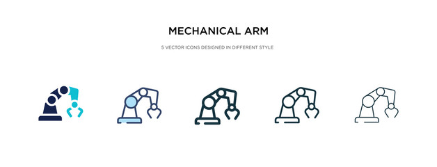 mechanical arm icon in different style vector illustration. two colored and black mechanical arm vector icons designed in filled, outline, line and stroke style can be used for web, mobile, ui