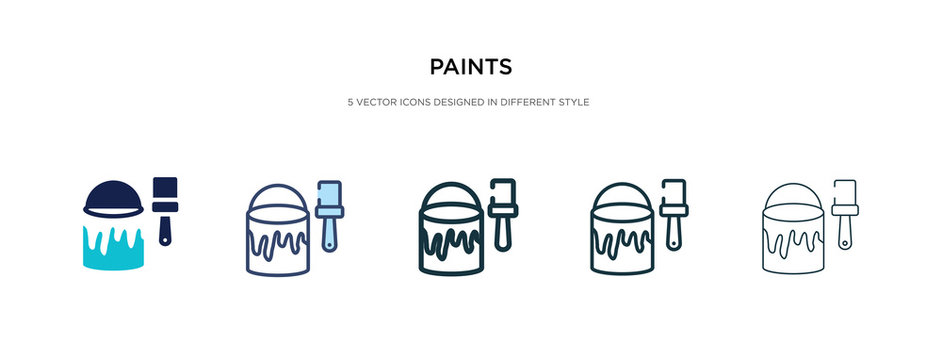 paints icon in different style vector illustration. two colored and black paints vector icons designed in filled, outline, line and stroke style can be used for web, mobile, ui