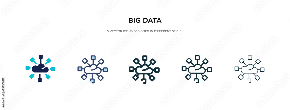 Poster big data icon in different style vector illustration. two colored and black big data vector icons de