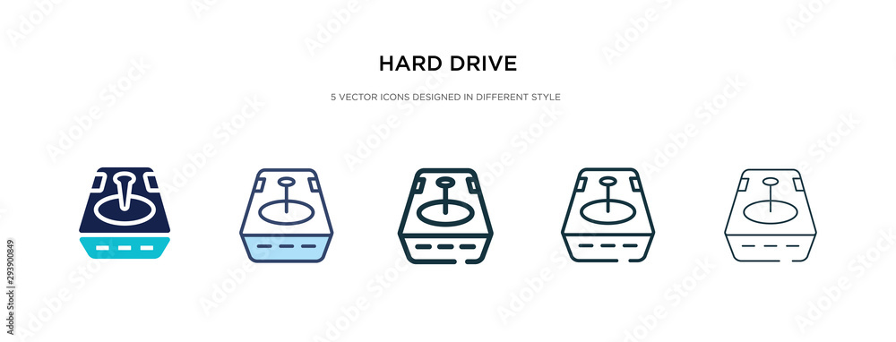 Poster hard drive icon in different style vector illustration. two colored and black hard drive vector icon