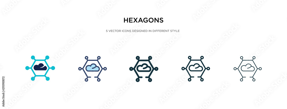 Poster hexagons icon in different style vector illustration. two colored and black hexagons vector icons de