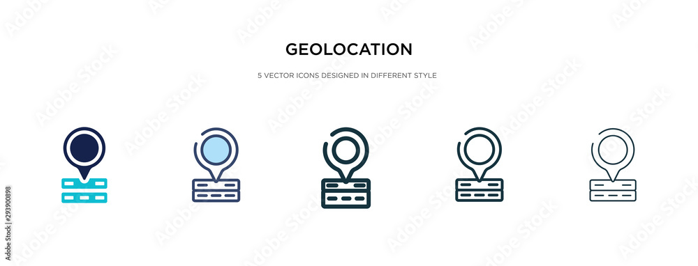 Poster geolocation icon in different style vector illustration. two colored and black geolocation vector ic