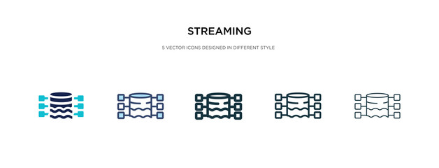 streaming icon in different style vector illustration. two colored and black streaming vector icons designed in filled, outline, line and stroke style can be used for web, mobile, ui