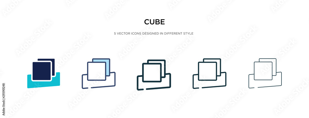 Poster cube icon in different style vector illustration. two colored and black cube vector icons designed i