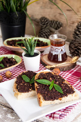 breakfast olive paste with bread