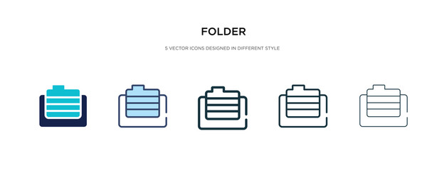 folder icon in different style vector illustration. two colored and black folder vector icons designed in filled, outline, line and stroke style can be used for web, mobile, ui