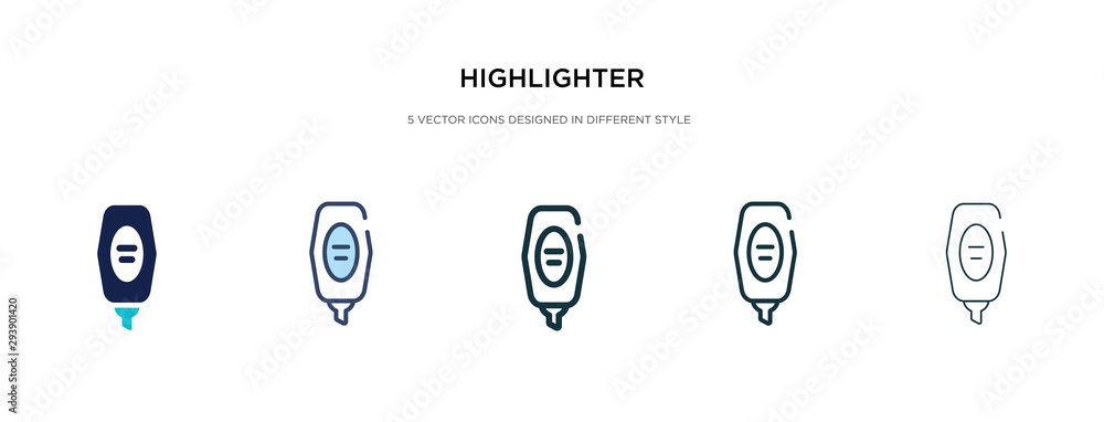 Poster highlighter icon in different style vector illustration. two colored and black highlighter vector ic