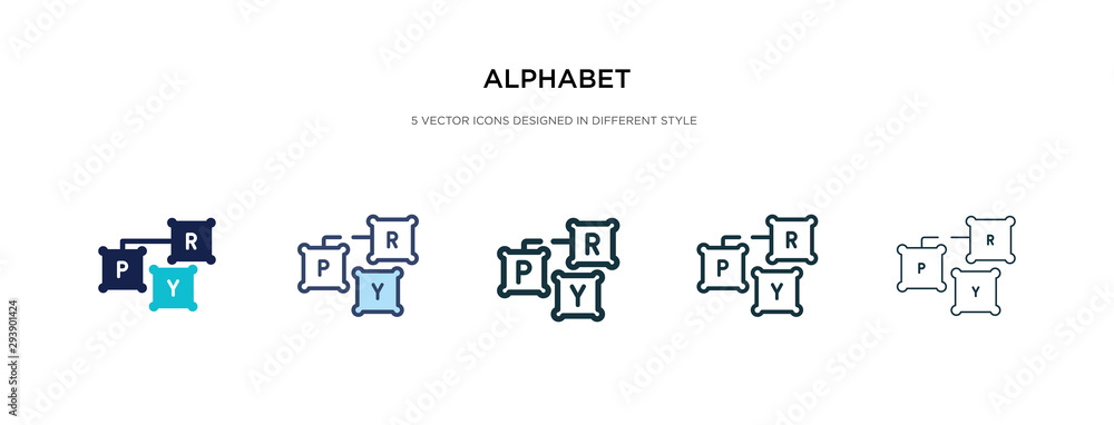 Poster alphabet icon in different style vector illustration. two colored and black alphabet vector icons de