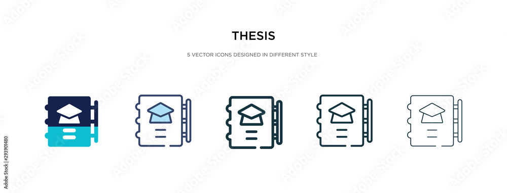 Poster thesis icon in different style vector illustration. two colored and black thesis vector icons design
