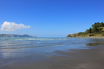 mahia beach on a beautiful sunny day