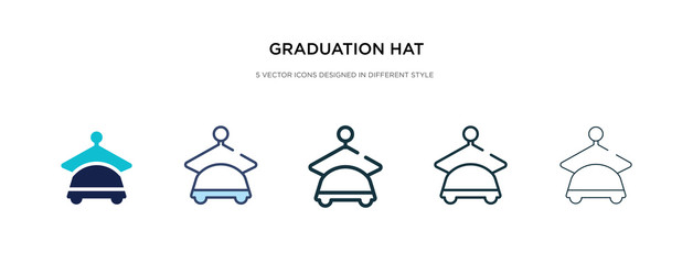 graduation hat icon in different style vector illustration. two colored and black graduation hat vector icons designed in filled, outline, line and stroke style can be used for web, mobile, ui