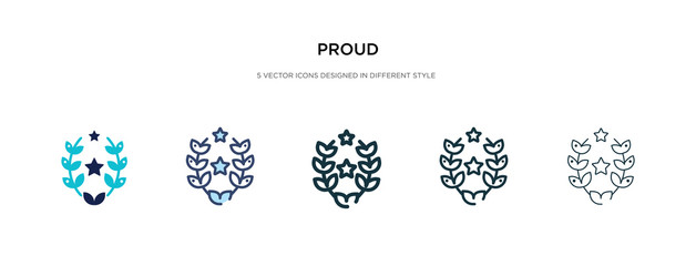 Fototapeta na wymiar proud icon in different style vector illustration. two colored and black proud vector icons designed in filled, outline, line and stroke style can be used for web, mobile, ui