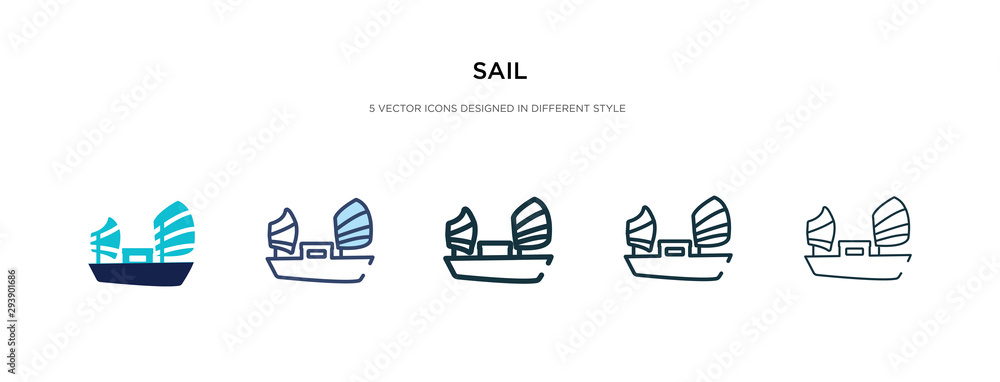 Poster sail icon in different style vector illustration. two colored and black sail vector icons designed i