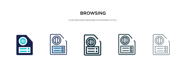 browsing icon in different style vector illustration. two colored and black browsing vector icons designed in filled, outline, line and stroke style can be used for web, mobile, ui