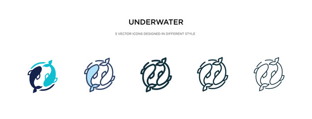 underwater icon in different style vector illustration. two colored and black underwater vector icons designed in filled, outline, line and stroke style can be used for web, mobile, ui
