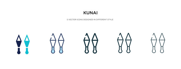 kunai icon in different style vector illustration. two colored and black kunai vector icons designed in filled, outline, line and stroke style can be used for web, mobile, ui © zaurrahimov
