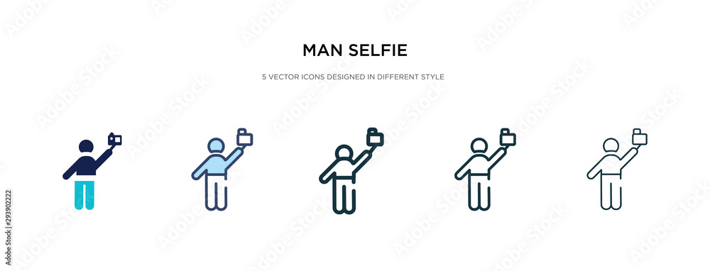 Poster man selfie icon in different style vector illustration. two colored and black man selfie vector icon