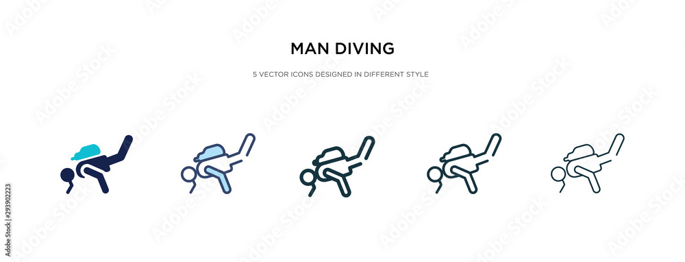 Poster man diving icon in different style vector illustration. two colored and black man diving vector icon