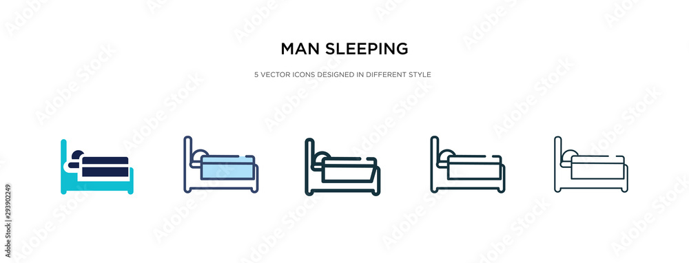 Poster man sleeping icon in different style vector illustration. two colored and black man sleeping vector 