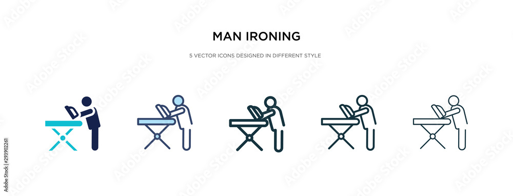 Poster man ironing icon in different style vector illustration. two colored and black man ironing vector ic