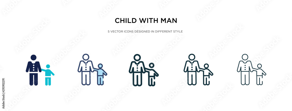 Aufkleber child with man icon in different style vector illustration. two colored and black child with man vec