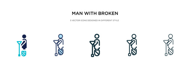 man with broken leg icon in different style vector illustration. two colored and black man with broken leg vector icons designed in filled, outline, line and stroke style can be used for web,