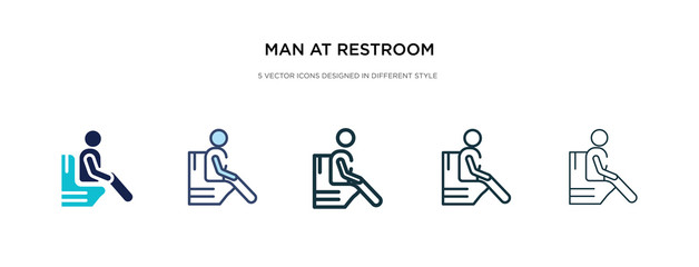 man at restroom icon in different style vector illustration. two colored and black man at restroom vector icons designed in filled, outline, line and stroke style can be used for web, mobile, ui