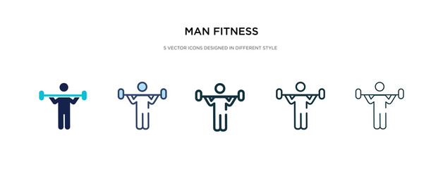 man fitness icon in different style vector illustration. two colored and black man fitness vector icons designed in filled, outline, line and stroke style can be used for web, mobile, ui