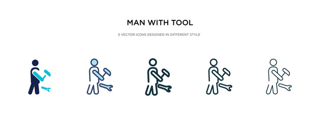 man with tool icon in different style vector illustration. two colored and black man with tool vector icons designed in filled, outline, line and stroke style can be used for web, mobile, ui
