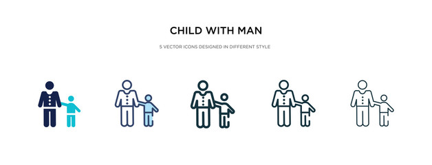 child with man icon in different style vector illustration. two colored and black child with man vector icons designed in filled, outline, line and stroke style can be used for web, mobile, ui