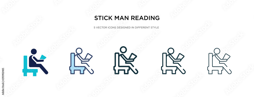 Aufkleber stick man reading icon in different style vector illustration. two colored and black stick man readi
