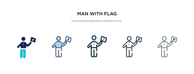 man with flag icon in different style vector illustration. two colored and black man with flag vector icons designed in filled, outline, line and stroke style can be used for web, mobile, ui