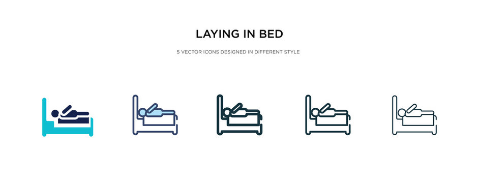laying in bed icon in different style vector illustration. two colored and black laying in bed vector icons designed filled, outline, line and stroke style can be used for web, mobile, ui