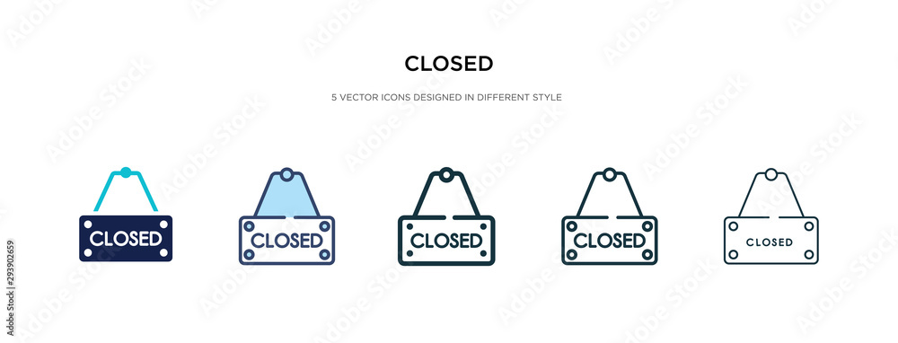 Poster closed icon in different style vector illustration. two colored and black closed vector icons design