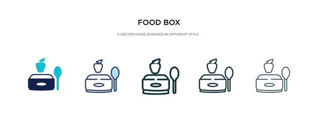 food box icon in different style vector illustration. two colored and black food box vector icons designed in filled, outline, line and stroke style can be used for web, mobile, ui