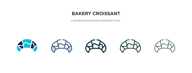 bakery croissant icon in different style vector illustration. two colored and black bakery croissant vector icons designed in filled, outline, line and stroke style can be used for web, mobile, ui