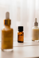 Spa natural cosmetics in glass bottles