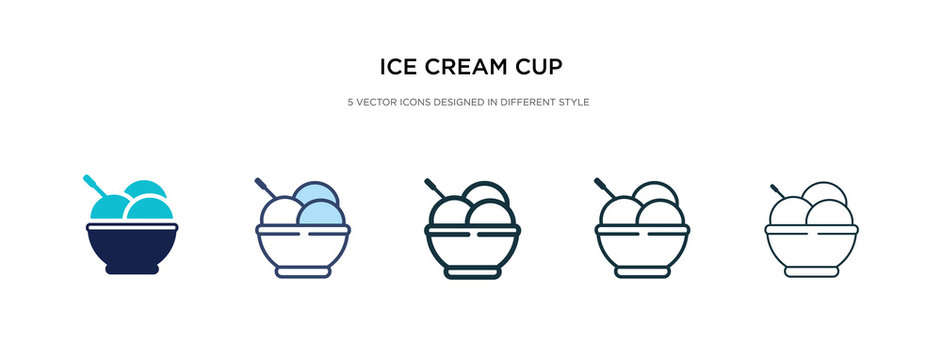 ice cream cup icon in different style vector illustration. two colored and black ice cream cup vector icons designed in filled, outline, line and stroke style can be used for web, mobile, ui