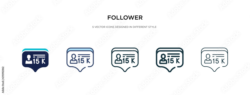 Poster follower icon in different style vector illustration. two colored and black follower vector icons de