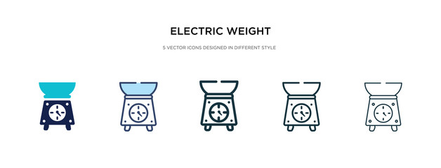 electric weight scale icon in different style vector illustration. two colored and black electric weight scale vector icons designed in filled, outline, line and stroke style can be used for web,