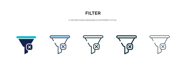 filter icon in different style vector illustration. two colored and black filter vector icons designed in filled, outline, line and stroke style can be used for web, mobile, ui